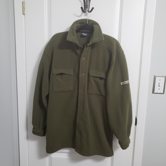 VINTAGE BUM EQUIPMENT Green Fleece Shacket - Picture 1 of 9